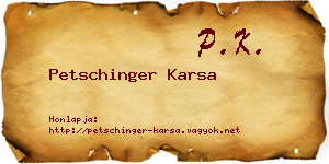 Petschinger Karsa névjegykártya
